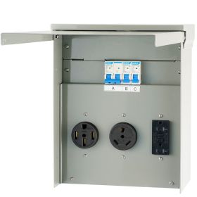 VEVOR Temporary Power Outlet Panel, 125/250V, RV Power Outlet Box with a 20/30/50 Amp Receptacle Installed