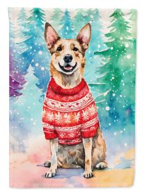 Australian Cattle Dog Christmas House Flag Large Porch Sleeve Pole Decorative Outside Yard Banner Artwork Wall Hanging, Polyester, House Size