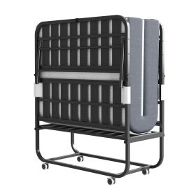 75" x 38" Twin Folding Bed with 3.7" Memory Foam Mattress, Portable Foldable Extra Bed, Rollaway Bed for Guests, and Sturdy Metal Frame