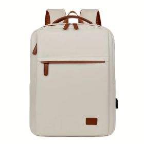 Backpack Oxford Cloth Business Computer Bag With Large Capacity, Strong And Wearable Student School Bag, Solid Color And Versatile Travel Backpac (Option: Offwhite)