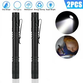 Tactical Flashlight Small LED Torch Light Mini Super Bright Penlight Work Light (Option: 2Pcs)