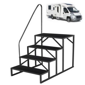 Hot Tub Steps Outdoor, 2 RV Steps with Handrail, Portable RV Stairs 3 Step, Heavy Duty Truck Camper Steps Ladders for Travel Trailers, 5th Wheel (size: 4 Steps)