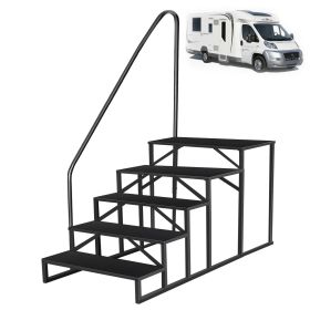 Hot Tub Steps Outdoor, 2 RV Steps with Handrail, Portable RV Stairs 3 Step, Heavy Duty Truck Camper Steps Ladders for Travel Trailers, 5th Wheel (size: 5 Steps)