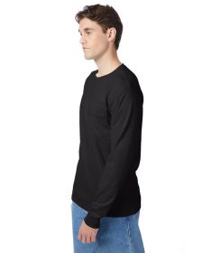 Hanes 5596 Men's Authentic-T Long-Sleeve Pocket T-Shirt (Color: Black, size: 3XL)