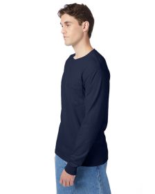 Hanes 5596 Men's Authentic-T Long-Sleeve Pocket T-Shirt (Color: Navy, size: XL)