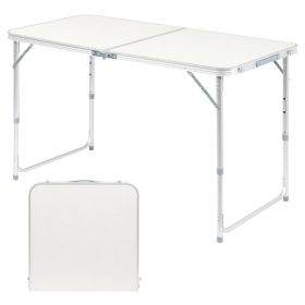 3FT/4FT/6FT Durable Plastic Folding Table w/Handles & Lock - Portable Indoor/Outdoor Picnic Dining Table for Camping, Parties, White (size: 4FT)