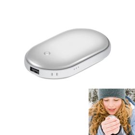 Portable Power Bank Rechargeable Pocket Warmer (Color: Silver, Type: 5000mAh)